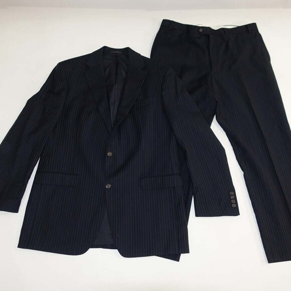 Lauren Ralph Lauren Men's 2 Button Suit Size 42 Long 36 x 29 Navy Blue 100% Wool